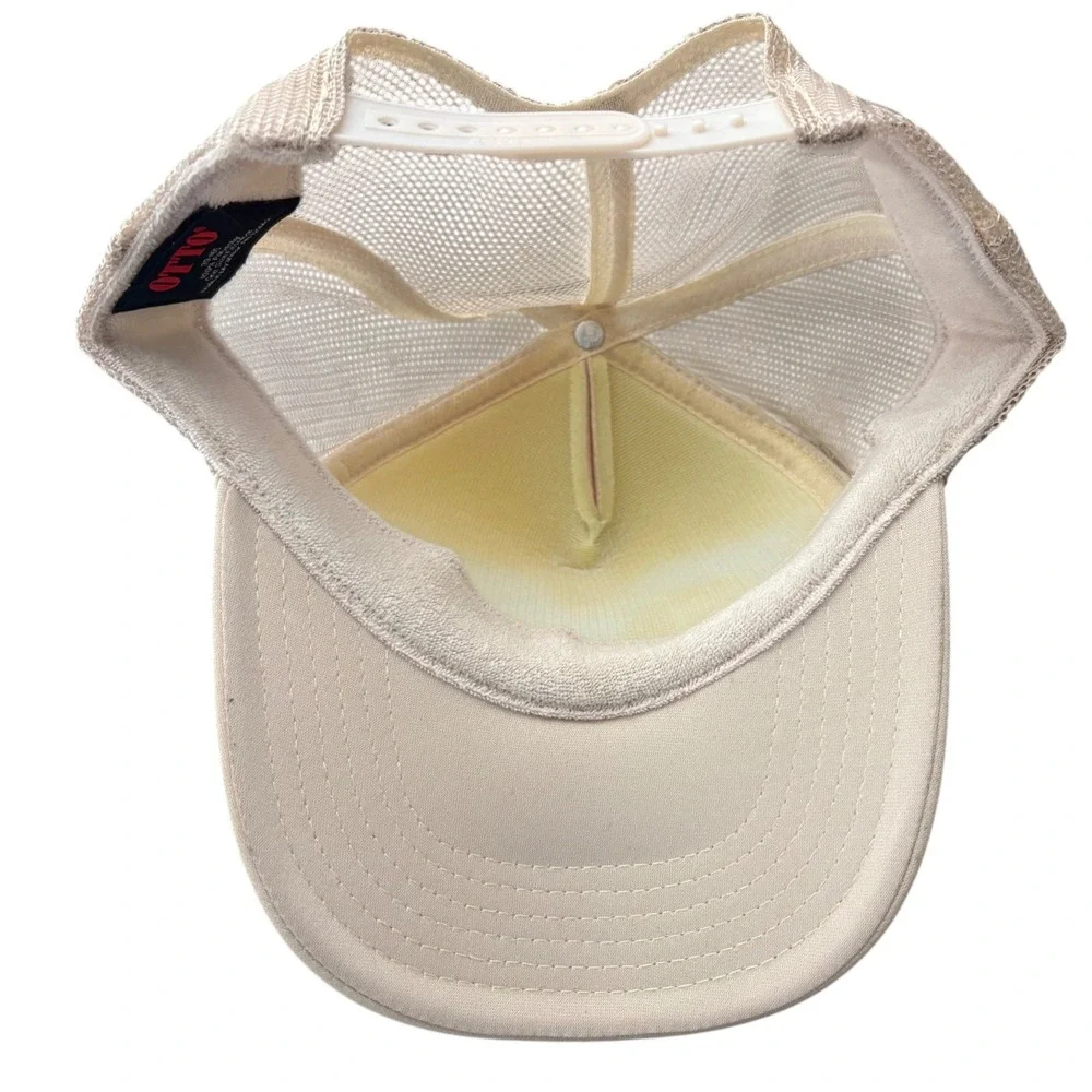 NWT Western Trucker Hat Tan Mesh Cap Howdy Horseshoe Flower Patch Snapback OSFM
